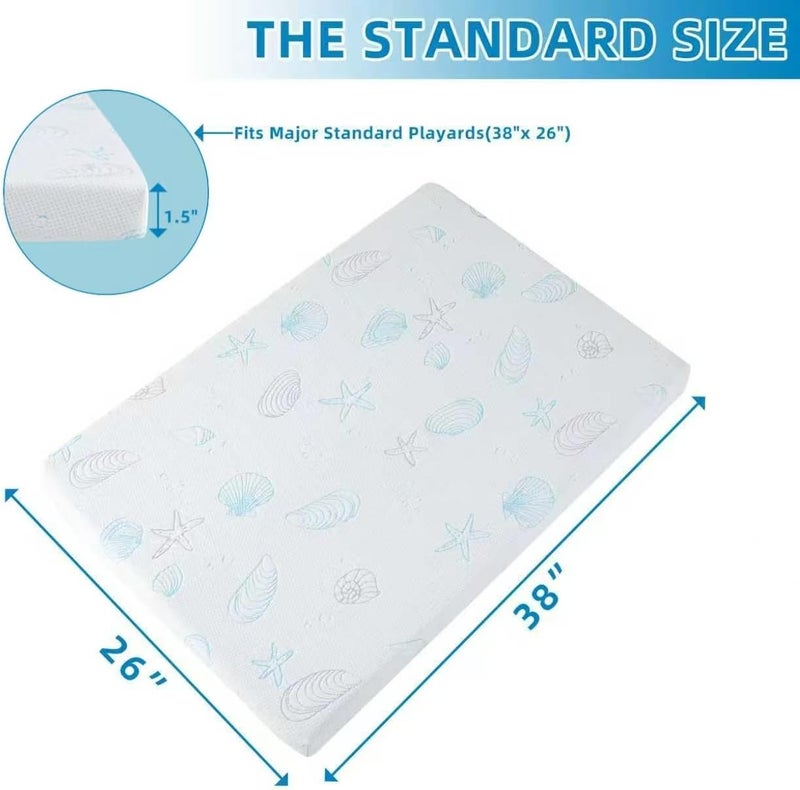 HDJOAPS Pack and Play Mattress 38"x26", Crib Mattress Pad for Playard, Pack n Play Mattress with Soft Breathable Washable Cover for Baby and Toddler - Image 3